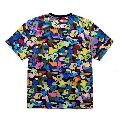Bape Bearbrick T-Shirt Cartoon Printed Color T-Shirt Casual Loose Men And Women Same Style