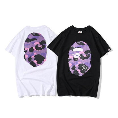 Bathing Ape T-Shirt Summer Purple Camouflage Print Casual Short Sleeve T-shirt