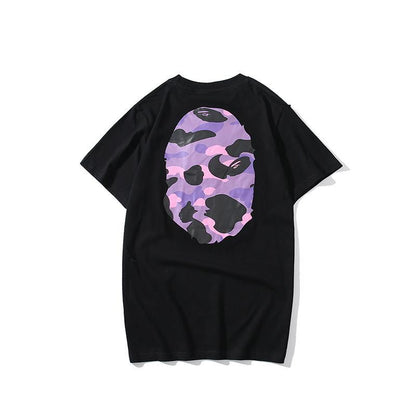 Bathing Ape T-Shirt Summer Purple Camouflage Print Casual Short Sleeve T-shirt