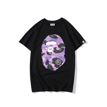 Bathing Ape T-Shirt Summer Purple Camouflage Print Casual Short Sleeve T-shirt
