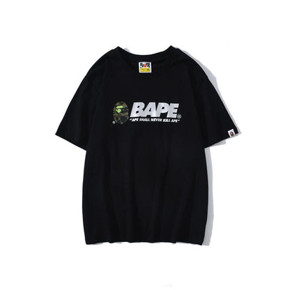 Bathing Ape T-Shirt Summer Short Sleeve Letter Print Round Neck Pullover T-shirt