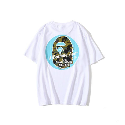 Bathing Ape T-Shirt Back Printing Men and Women Fashion Short Sleeve Top