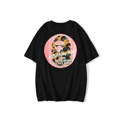 Bathing Ape T-Shirt Back Printing Men and Women Fashion Short Sleeve Top