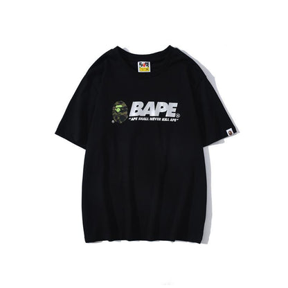 Bathing Ape T-Shirt Summer Short Sleeve Letter Print Round Neck Pullover T-shirt