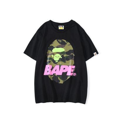 Bathing Ape T-Shirt Summer Camouflage Letters Short Sleeve T-shirt