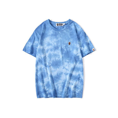 Bathing Ape T-Shirt Summer Ape Head Casual Tie-Dye Top T-shirt with Short Sleeves