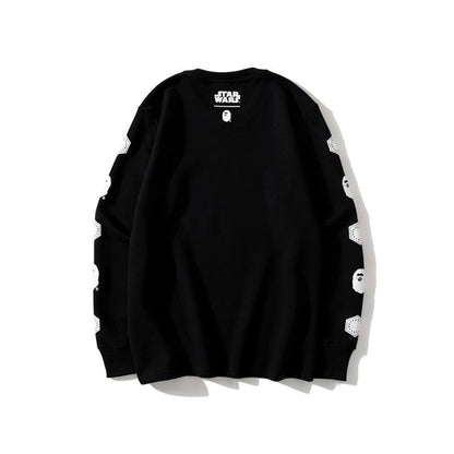 Bathing Ape Sweatshirts Ape Head and Star Wars White Warrior Loose Casual Couple Pullover Sweatshirt