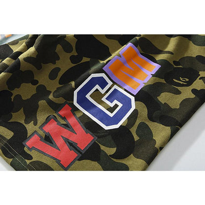 Bathing Ape Shorts Trendy Brand Camouflage Teeth Printed Men's Cotton Shorts