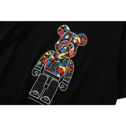 Bape Bearbrick T-Shirt Spring And Summer Leisure Loose Classic Cartoon Print