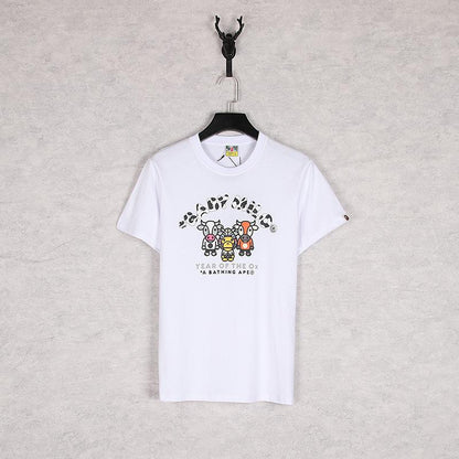 Bathing Ape T-Shirt Summer Plus Size Loose Cartoon Anime Print Short Sleeve T-shirt