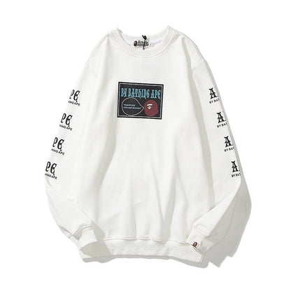 Bathing Ape Sweatshirts Spring and Autumn Thin round Neck Sweater Male and Female Large Size Youth Pullover Pure Cotton Top