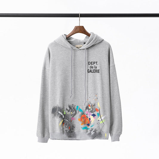 Gallery Dept Hoodie Luo Hand Painted Graffiti Letter Printing Pure Cotton