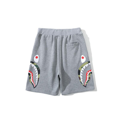 Bathing Ape Shorts Fashion Brand Summer Loose Casual Double Camouflage on Side Shark Head Shorts Cropped Pants