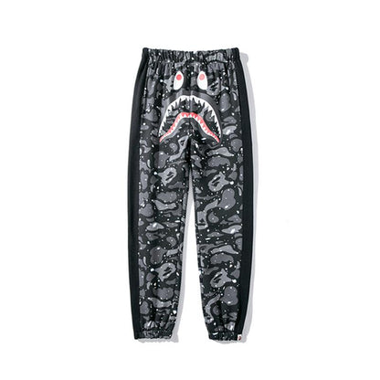 Bathing Ape Pant Shark Head Print Luminous Starry Sky Trousers Men's and Women's Casual Pants Sweatpants