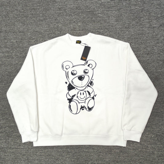 Drew House Sweatshirts Unisex Cartoon Bear Pattern Crew Neck Sweatshirts