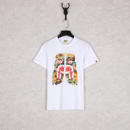 Bathing Ape T-Shirt Summer Zipper Printed Short Sleeve
