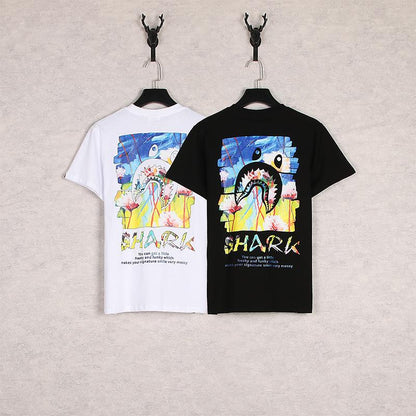 Bathing Ape T-Shirt Summer Cartoon Loose-Fitting Casual Round-Neck Printed Short Sleeve T-shirt
