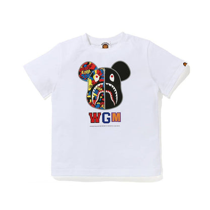 Bape Bearbrick T-Shirt Beii & Bape Classic Pattern Summer Pure Cotton Same Style For Men And Women