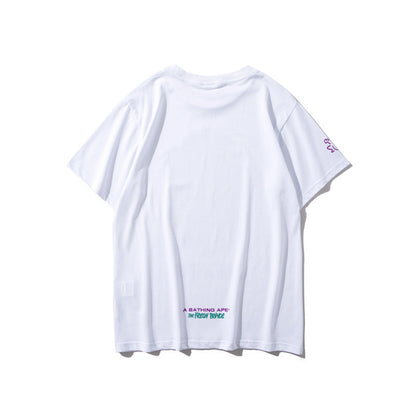 Bathing Ape T-Shirt Summer Printing Colorful Graffiti Short Sleeve T-shirt Men and Women