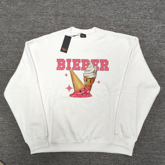 Drew House Sweatshirts Unisex Ice Cream Pattern Fleece Crew Neck Sweater
