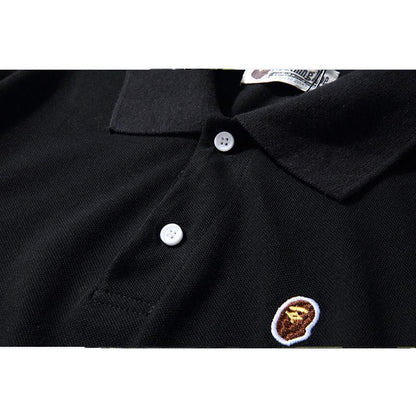 Bathing Ape T-Shirt Solid Color Casual Embroidered Short-Sleeved Polo Shirt